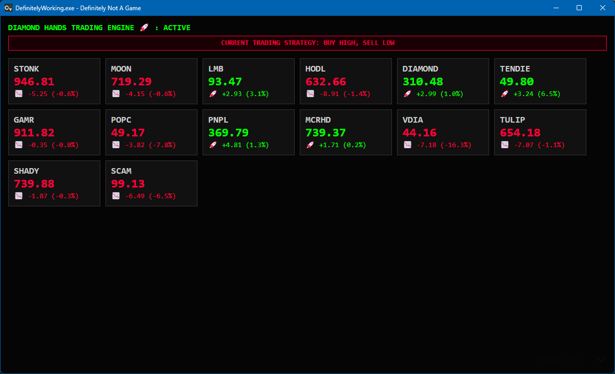 Stonks / Wall Street Quant 画面