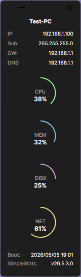 Simple Stats Main Window